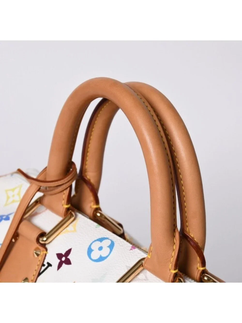 Louis Vuitton Speedy 30 Handbag Monogram Multicolor Takashi Murakami White